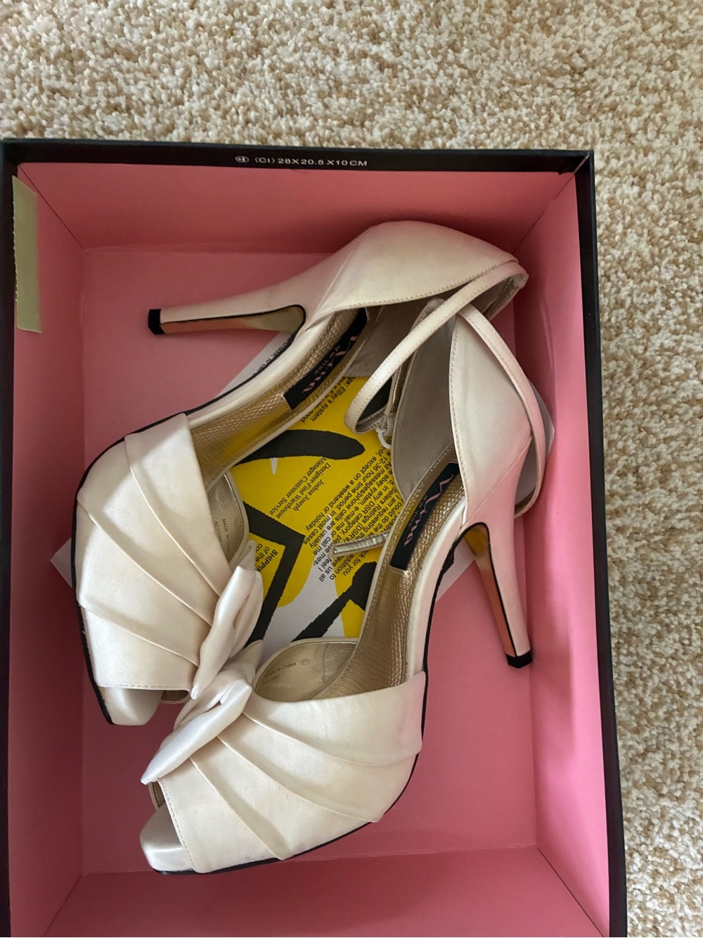 Nina- Elegant Ivory Peep-Toe Heels with Bow Detail - Women Shoes - Picture 6 of 7